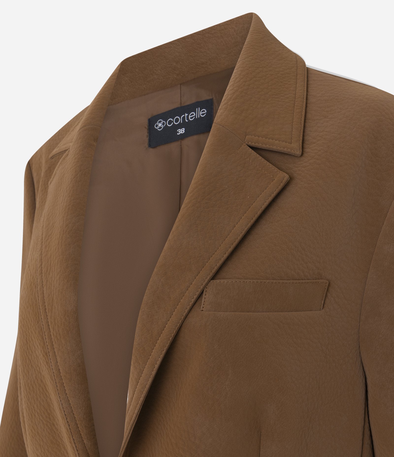 Blazer em Suede com Gola e Bolsos de Lapela Marrom 2