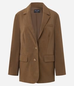 Blazer em Suede com Gola e Bolsos de Lapela