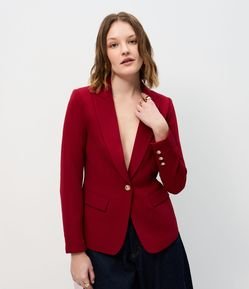 Blazer em Crepe com Botão Único e Bolso com Lapela