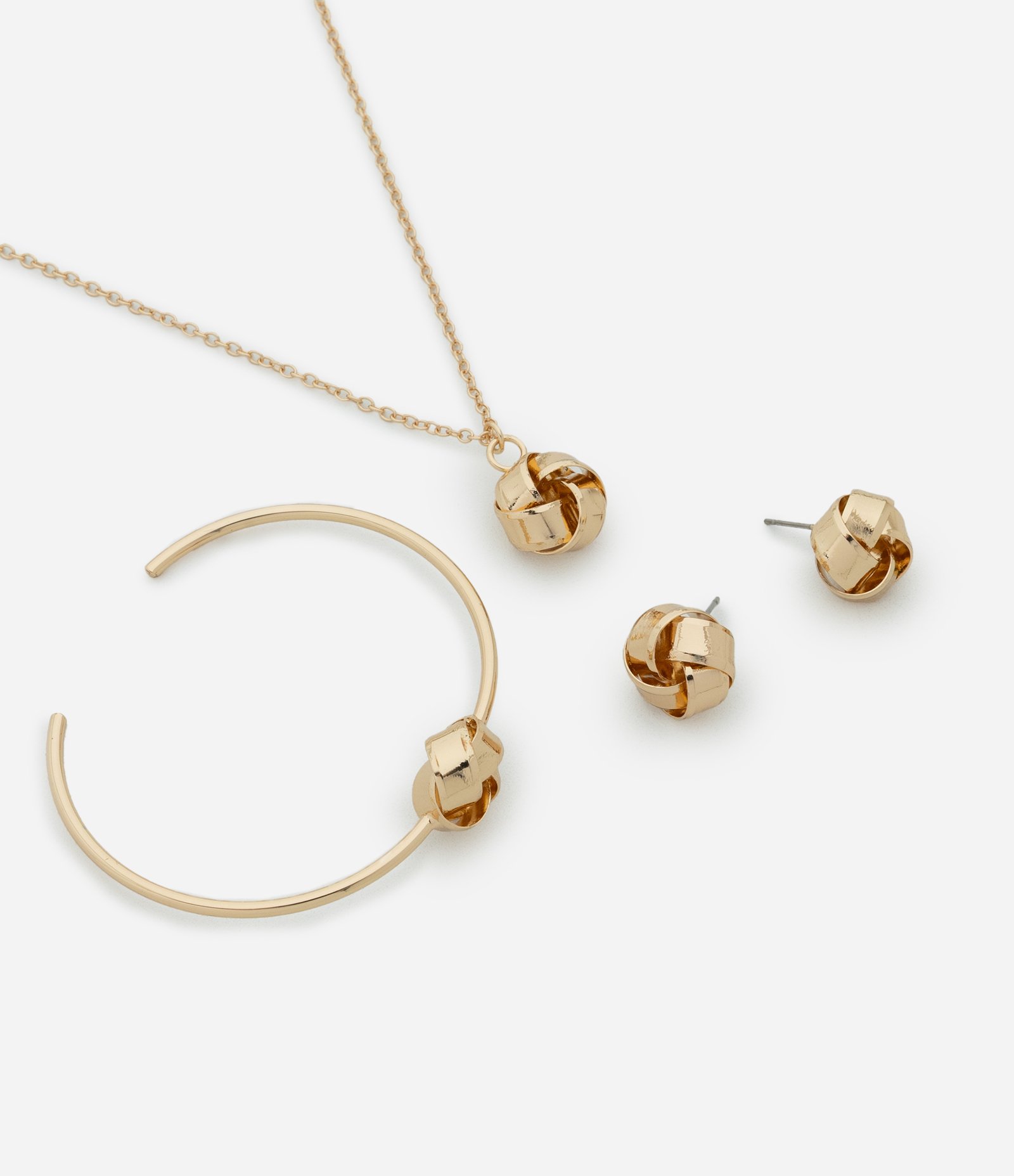 Conjunto de Colar Curto e Bracelete com Detalhe de Nó Dourado 1