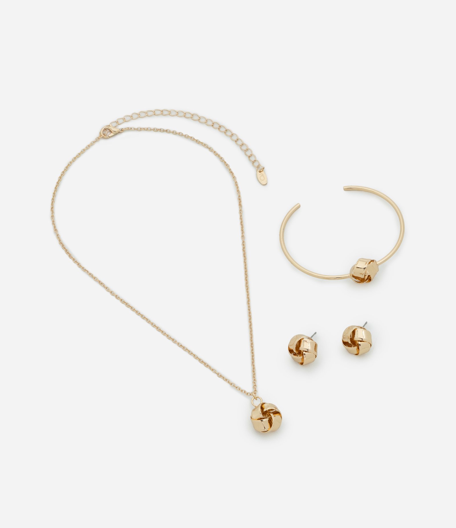Conjunto de Colar Curto e Bracelete com Detalhe de Nó Dourado 2
