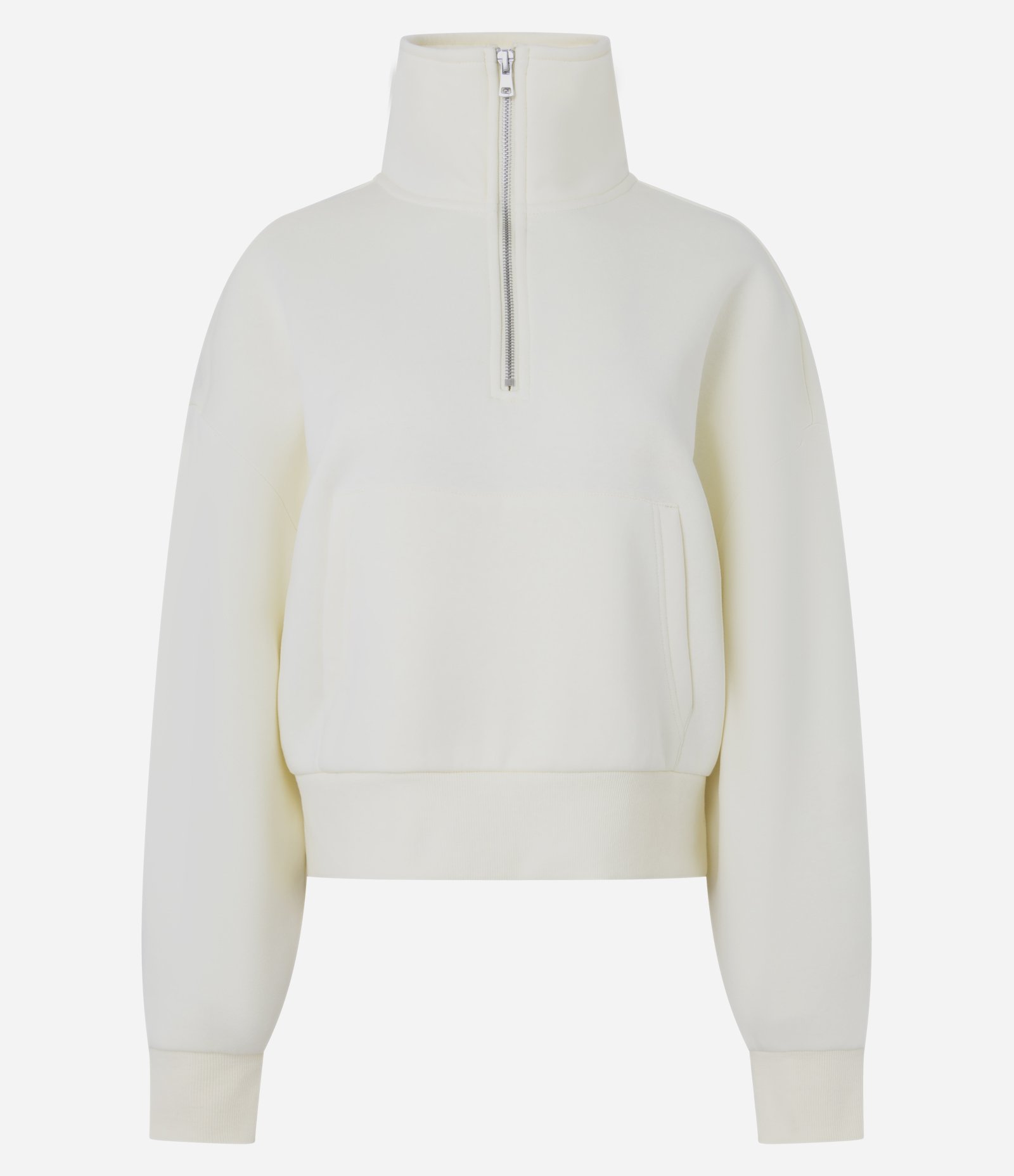 Moletom com Forro Fleece e Zíper na Gola Alta Branco 5