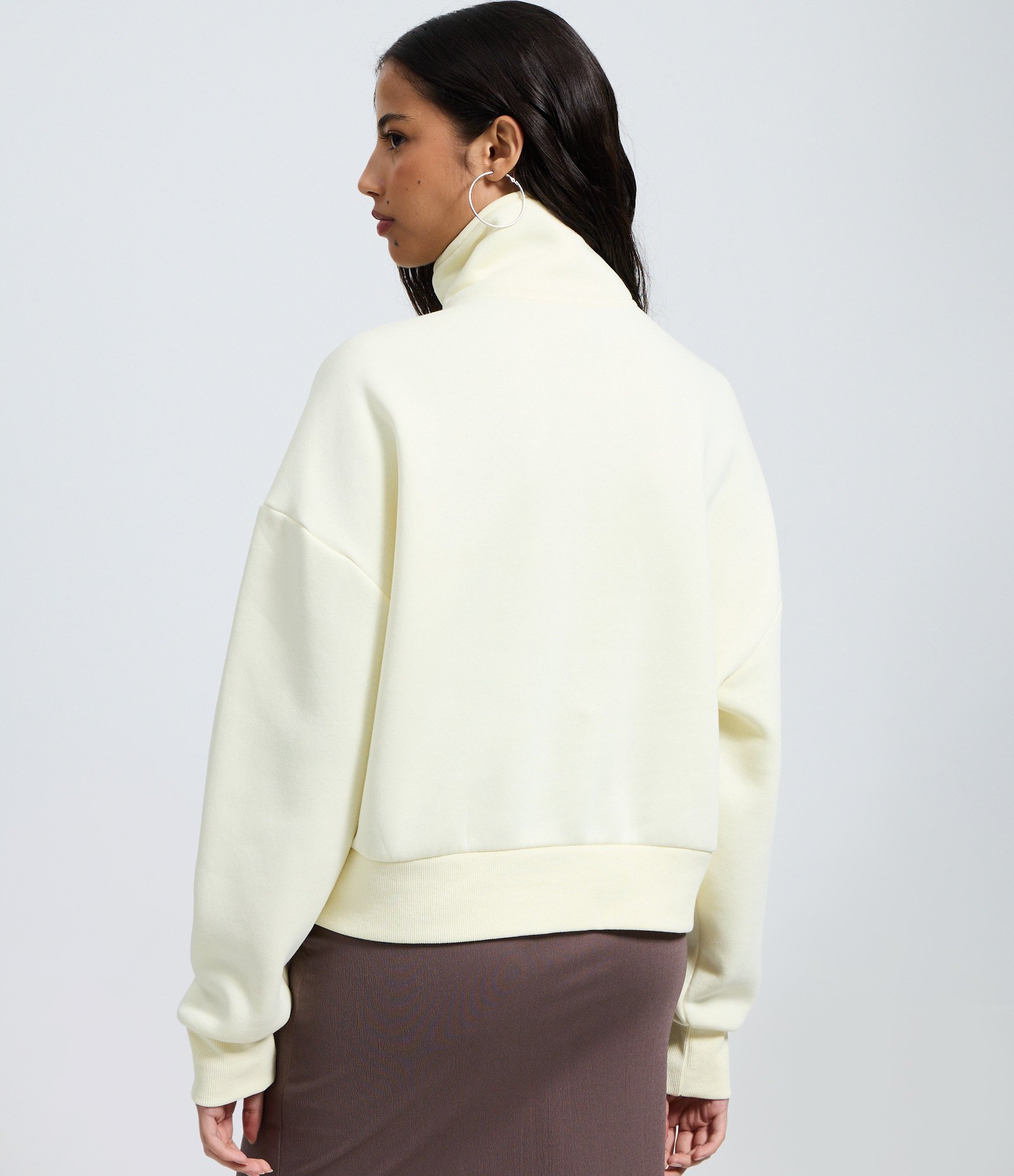 Moletom com Forro Fleece e Zíper na Gola Alta Branco 4