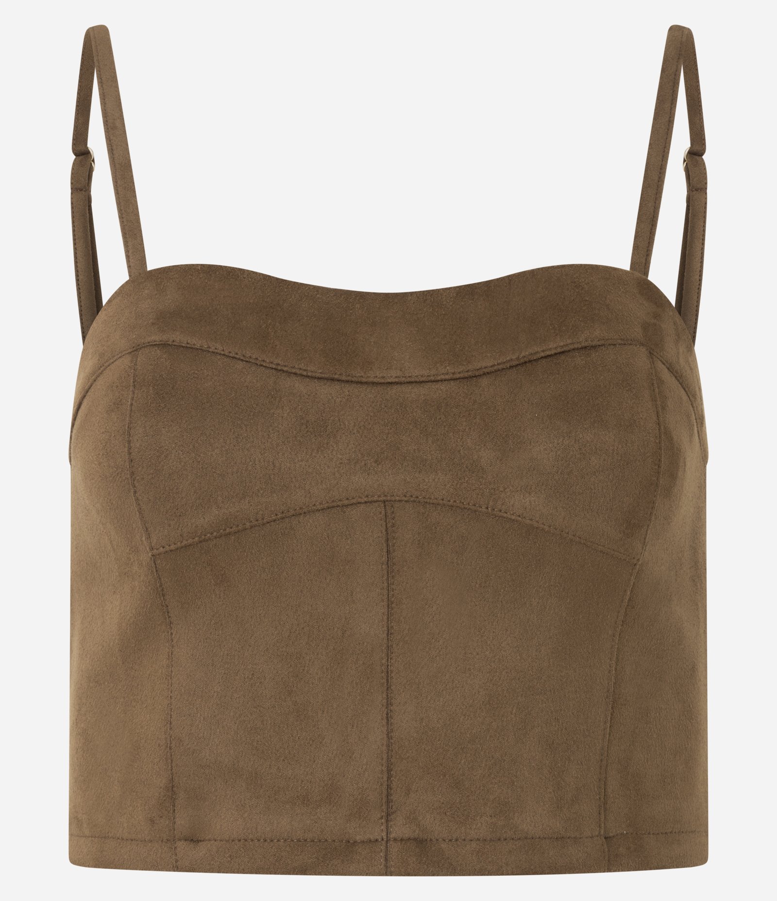 Blusa Cropped em Suede Estruturado Marrom 3