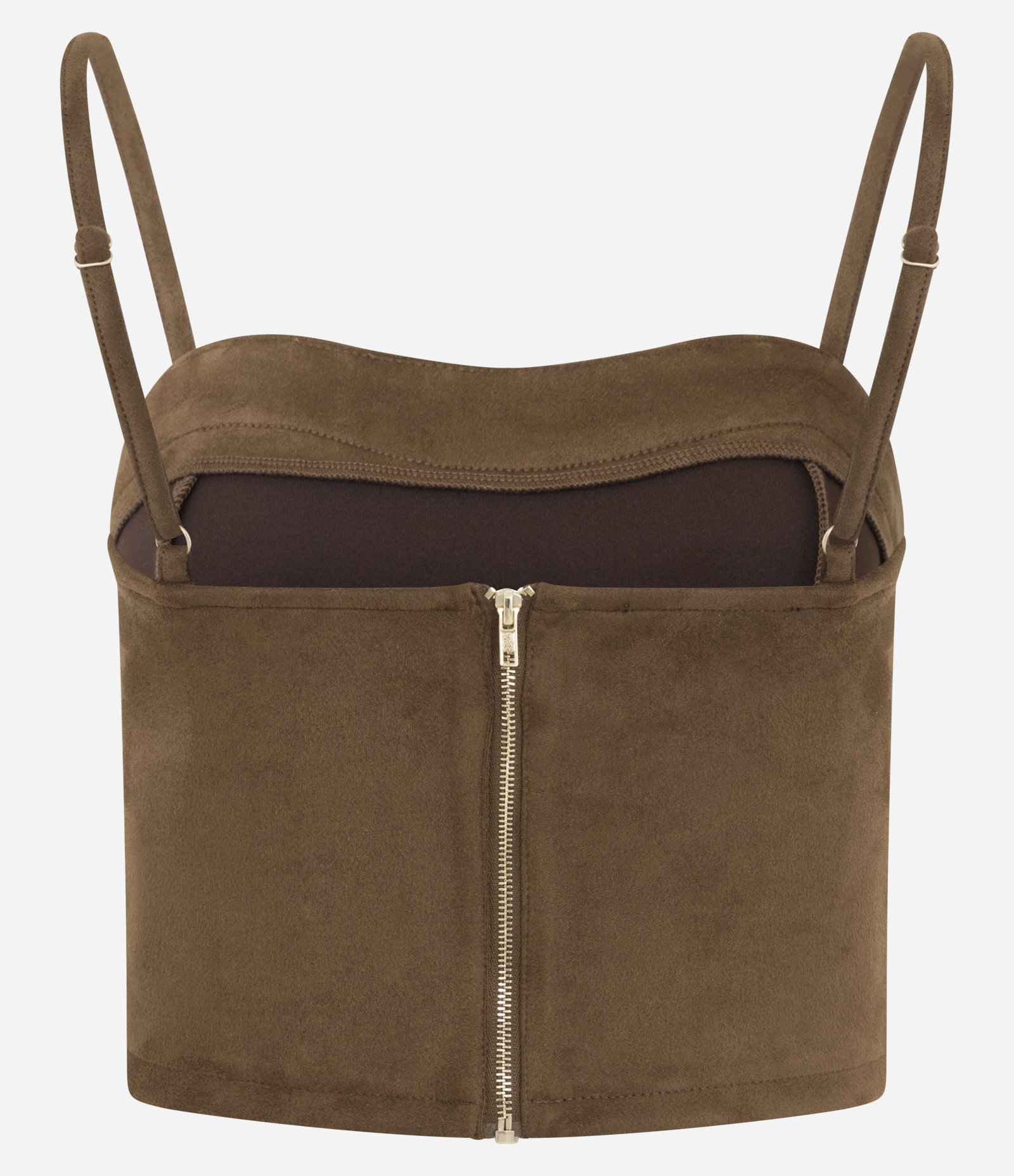 Blusa Cropped em Suede Estruturado Marrom 4