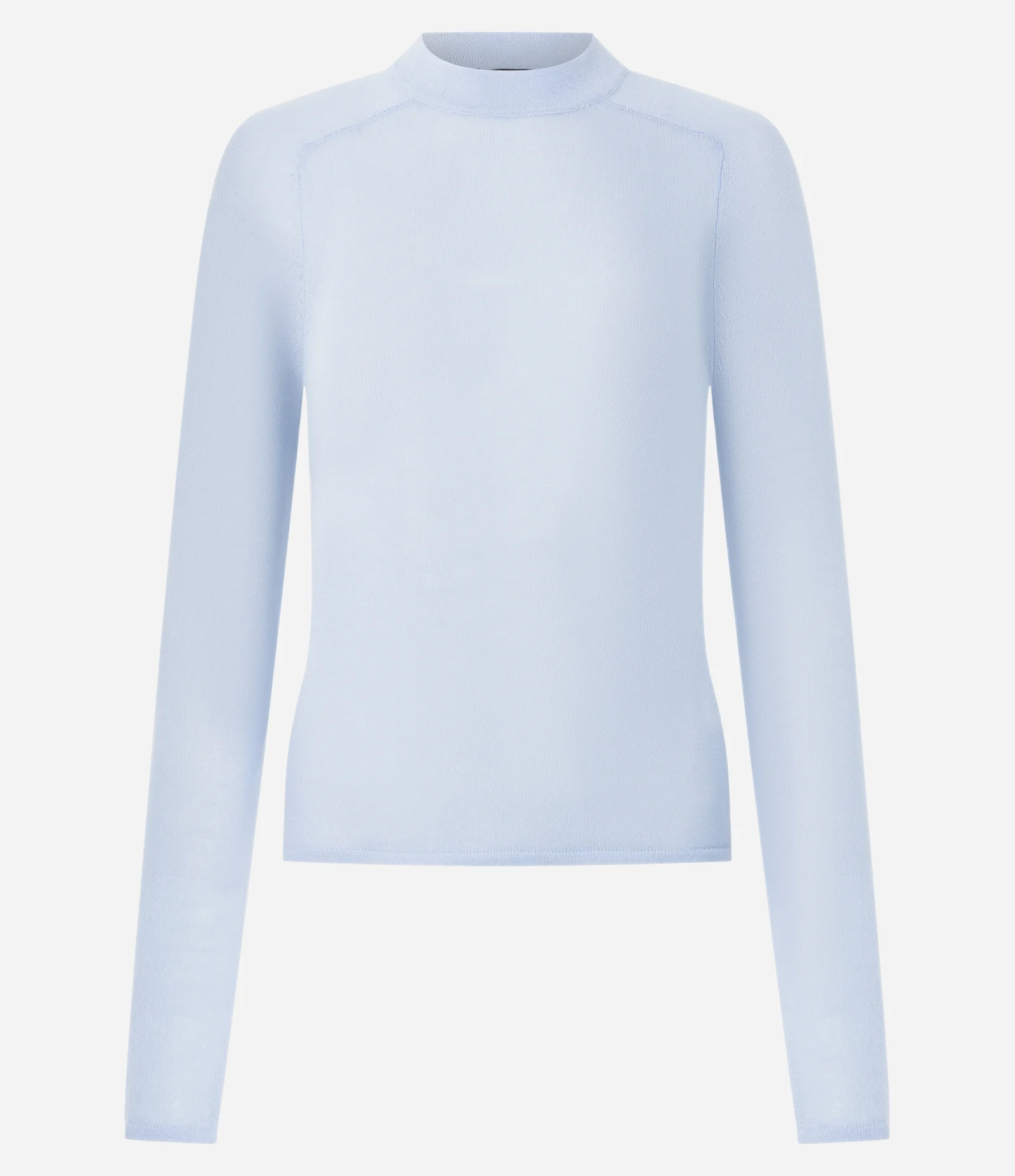 Blusa em Tricô com Golinha Alta e Transparência Azul 6