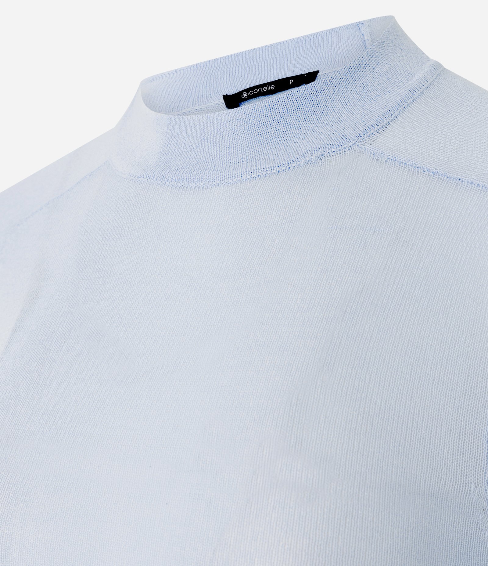 Blusa em Tricô com Golinha Alta e Transparência Azul 7