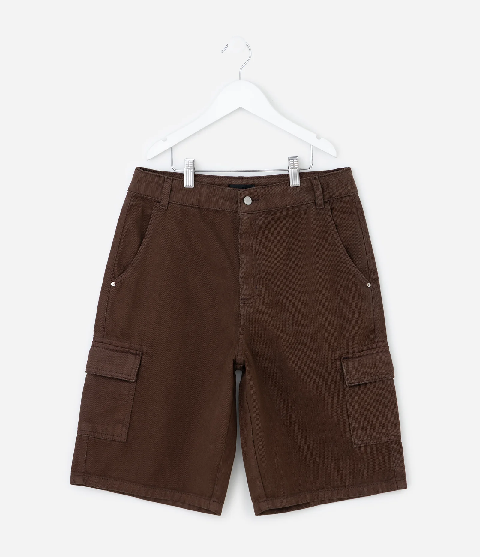 Bermuda Infantil Baggy em Jeans com Bolsos Cargo – Tam 5 a 14 Anos Marrom Escuro 2