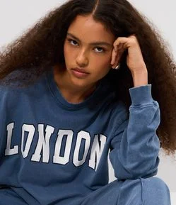 Moletom em Fleece com Lettering London