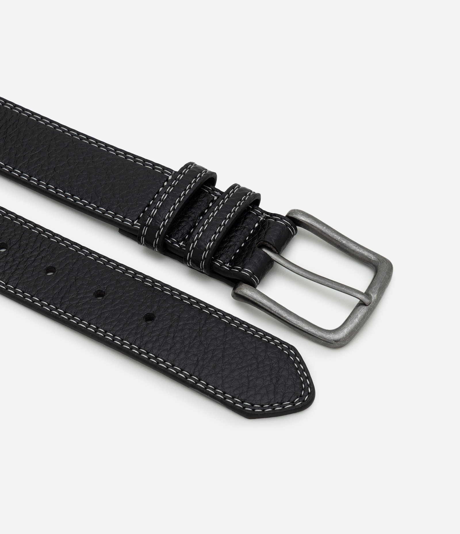 Cinto em PU Liso com Pesponto Contrastante Preto 3