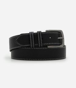 Cinto em PU Liso com Pesponto Contrastante