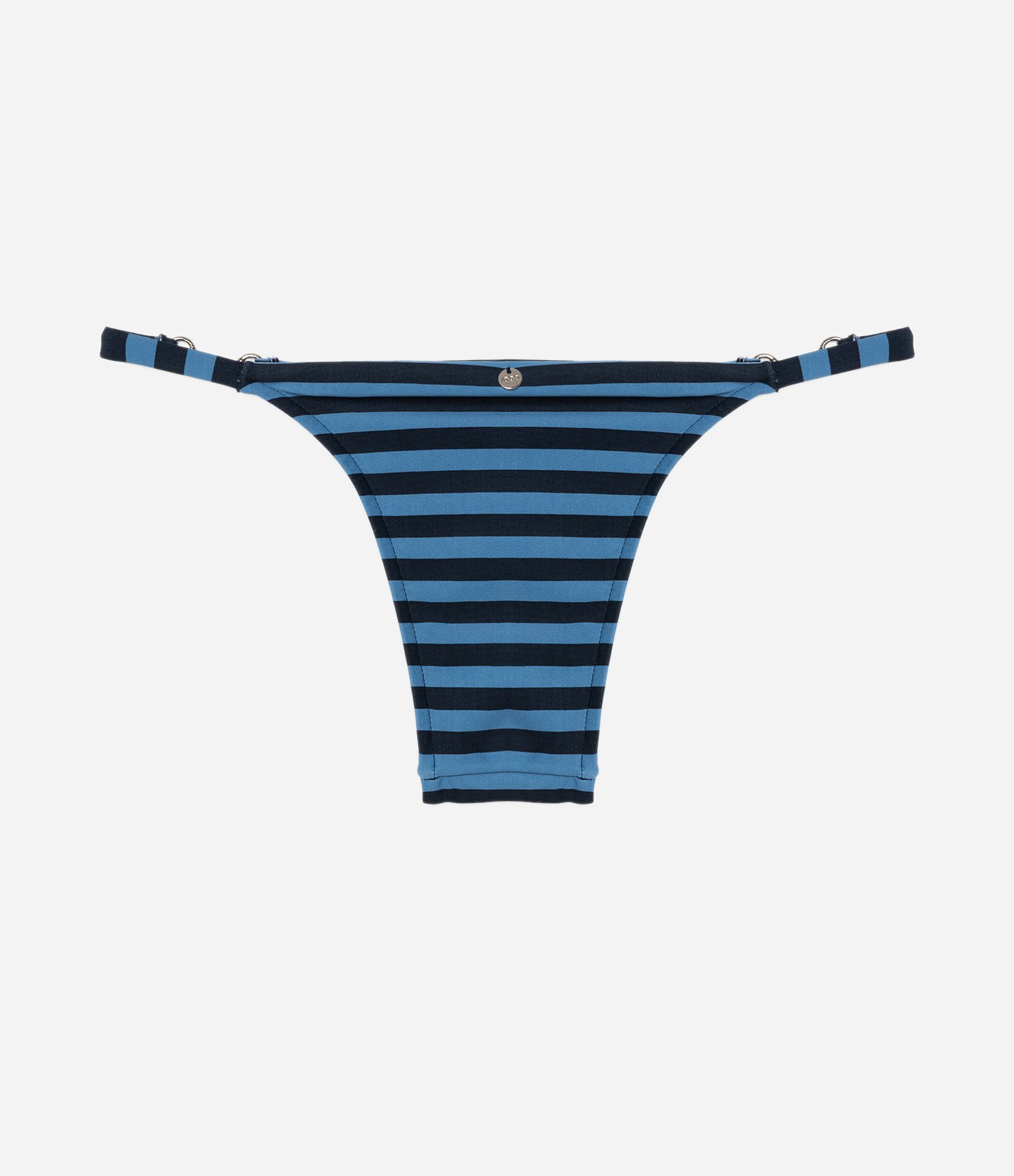 Biquíni Calcinha String em Microfibra com Aviamento e Estampa de Listras Azul/Preto 5