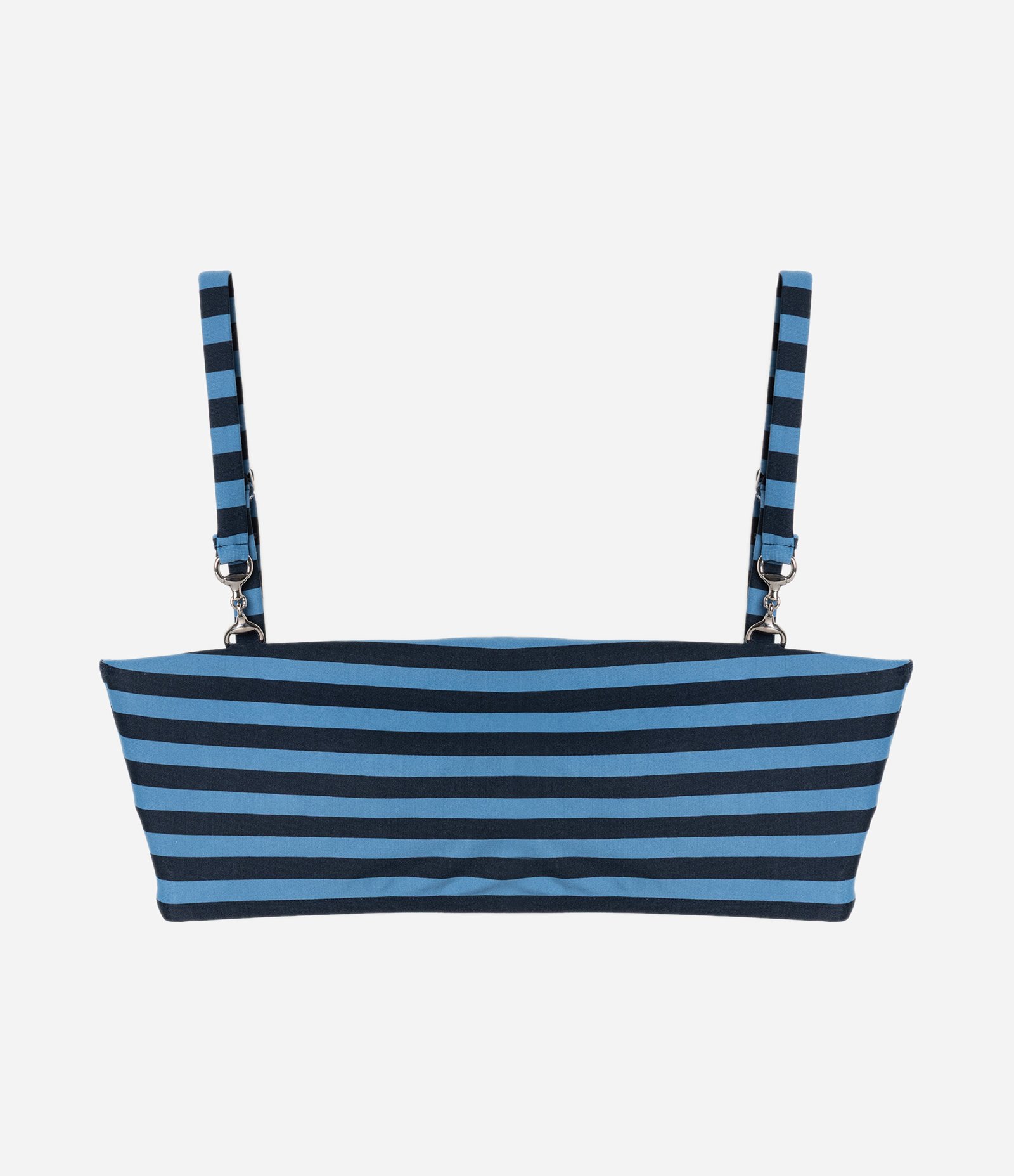Biquíni Top Bandeau em Microfibra com Aviamento Listrado Azul/Preto 5
