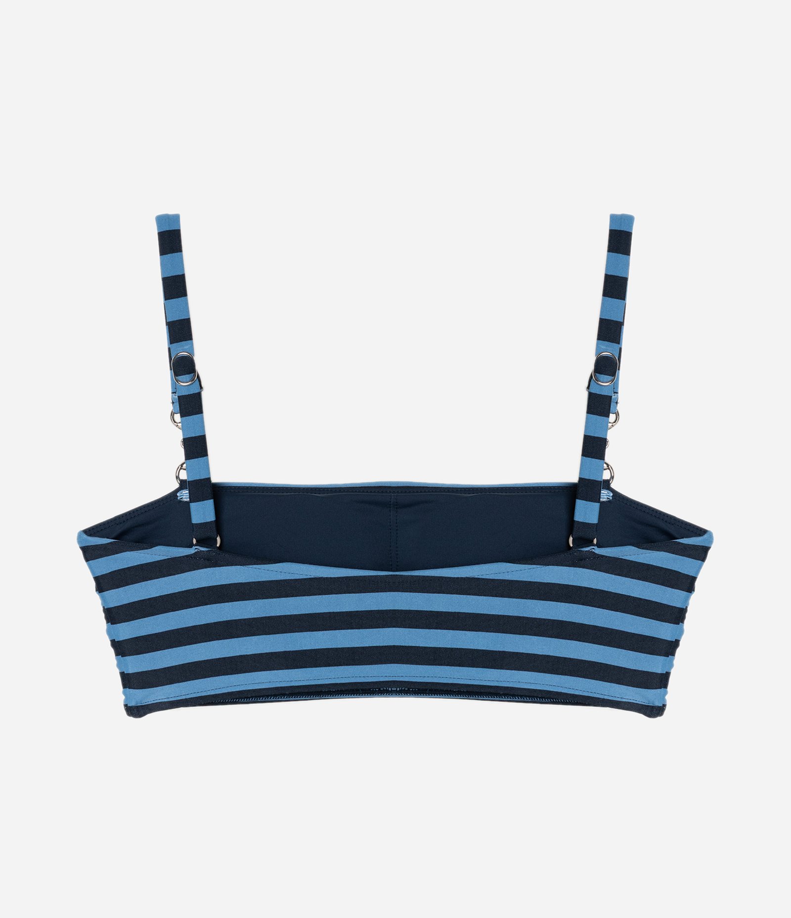 Biquíni Top Bandeau em Microfibra com Aviamento Listrado Azul/Preto 6