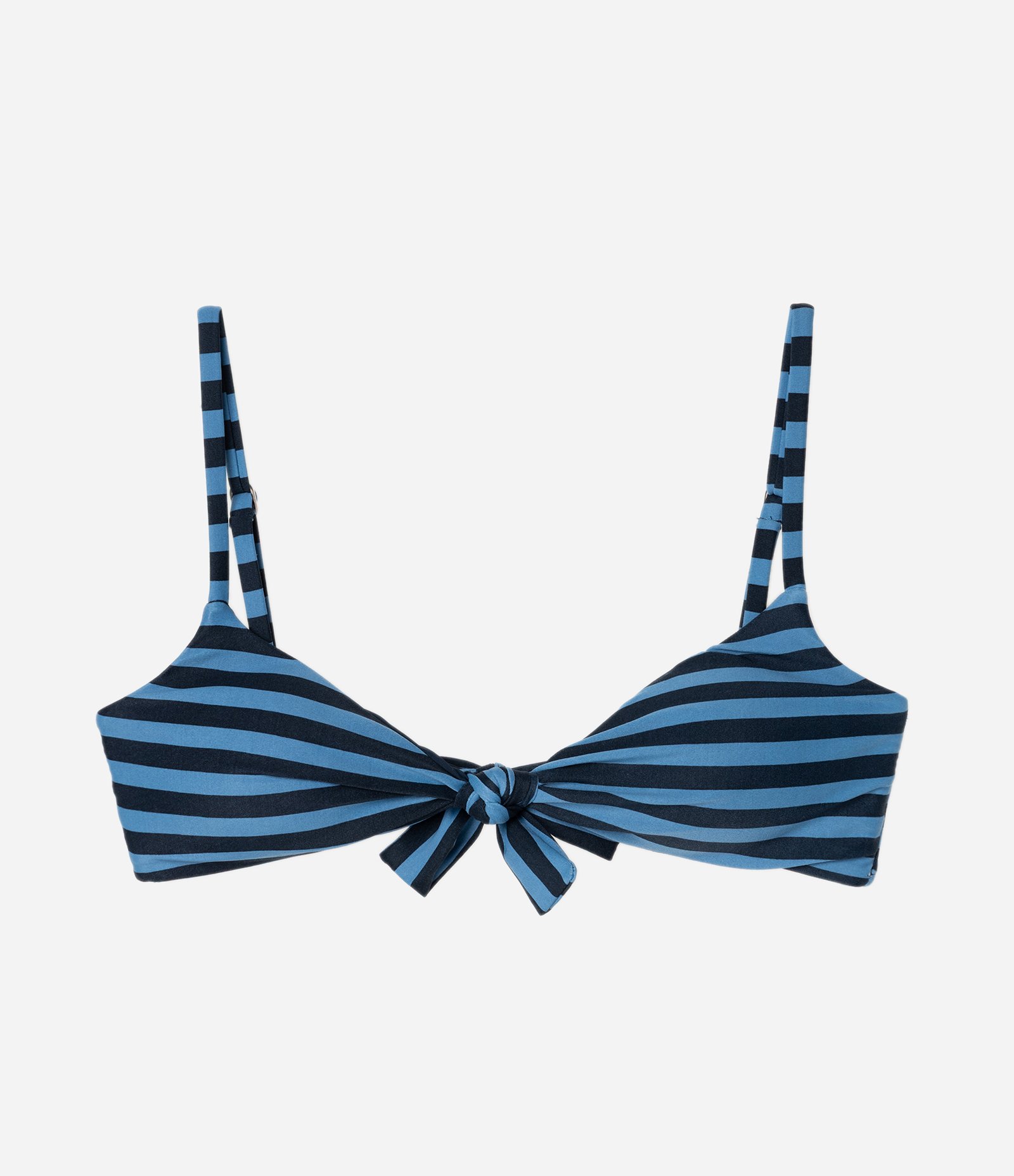 Biquíni Top em Microfibra com Nozinho e Estampa de Listras Azul/Preto 4