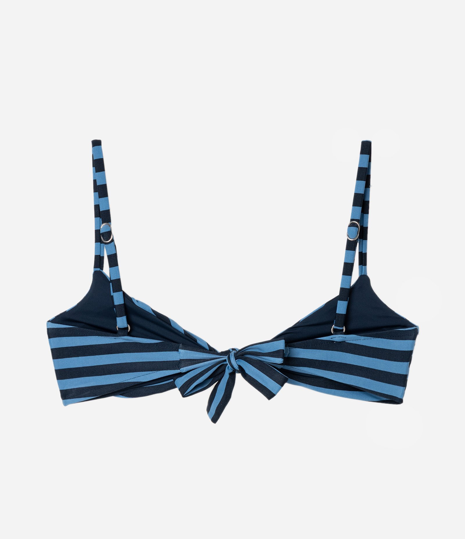 Biquíni Top em Microfibra com Nozinho e Estampa de Listras Azul/Preto 5