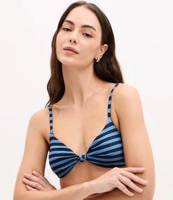 Biquíni Top em Microfibra com Nozinho e Estampa de Listras