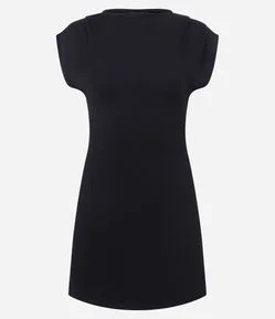 Vestido Curto em Ponto Roma com Ombro Drapeado