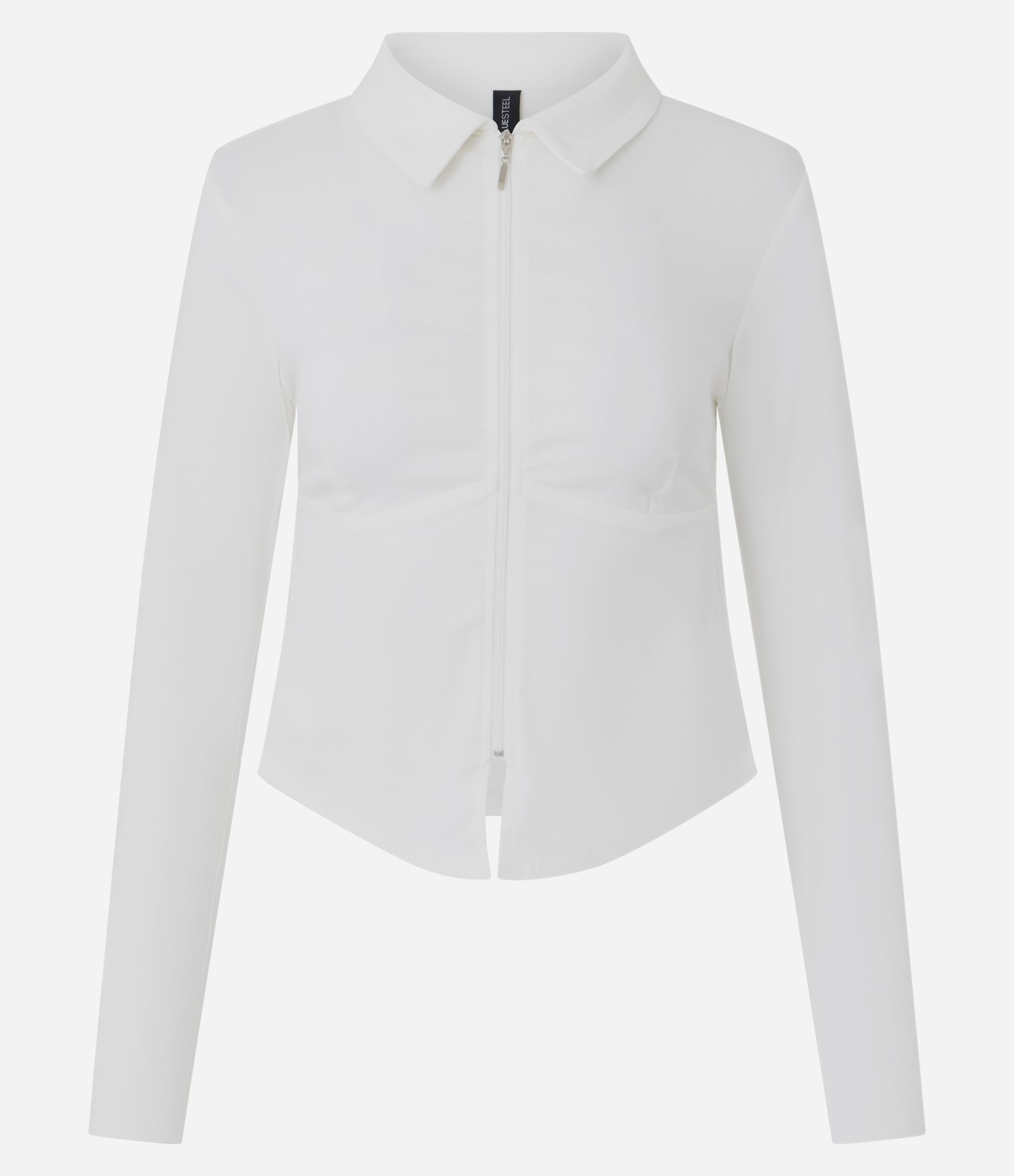 Camisa Manga Longa em Bengaline com Zíper Frontal Branco 5