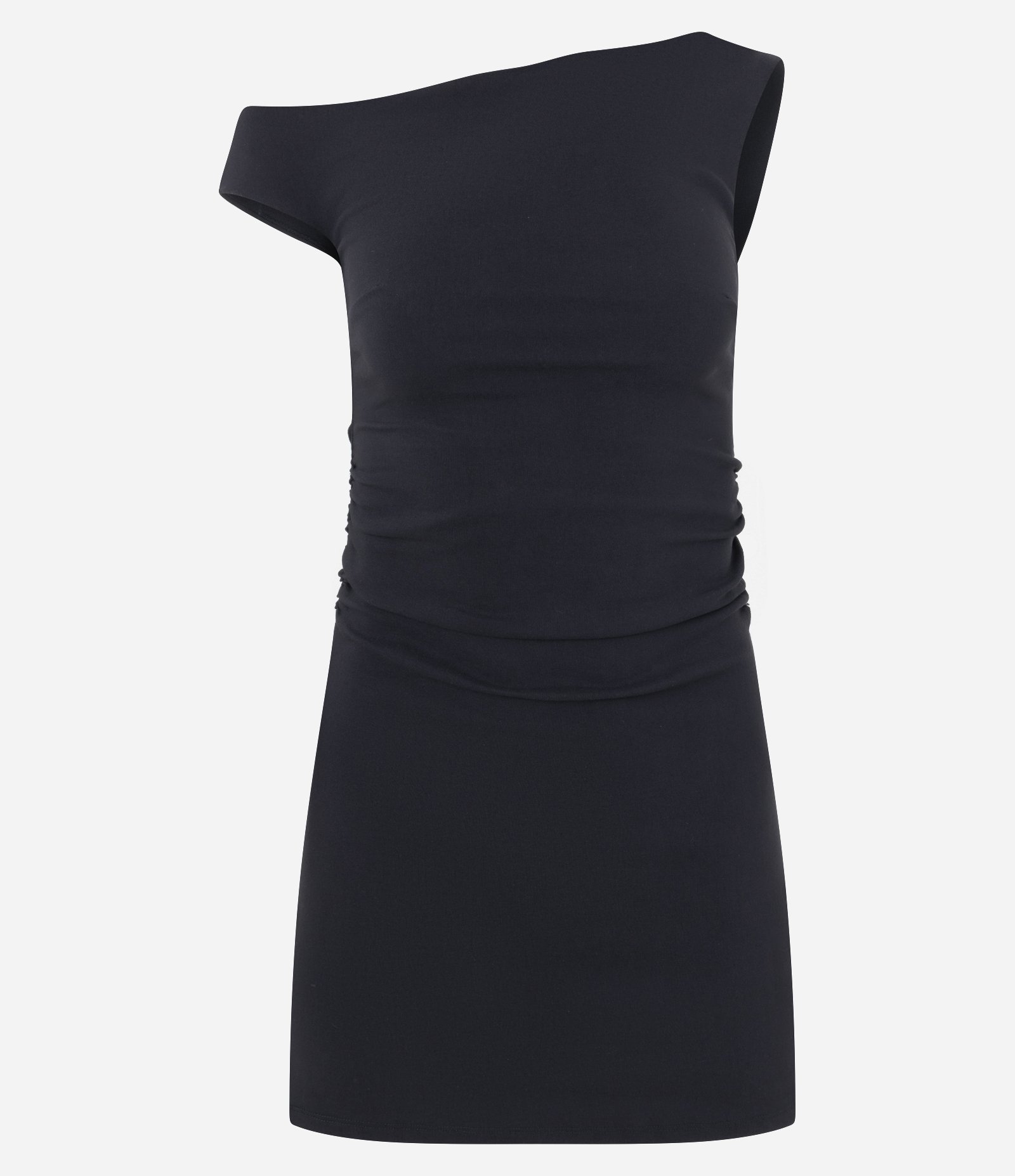 Vestido Evasê Ombro Único em Bengaline Preto 5