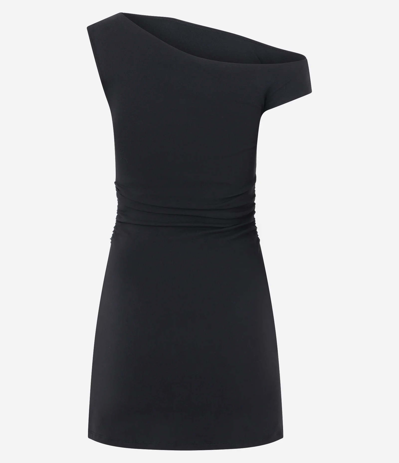 Vestido Evasê Ombro Único em Bengaline Preto 6