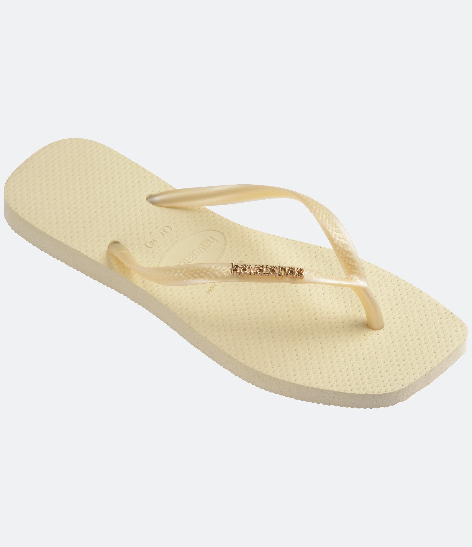Chinelo Havaianas Slim Square em Bico Quadrado e Tiras Brilhosas Amarelo 2