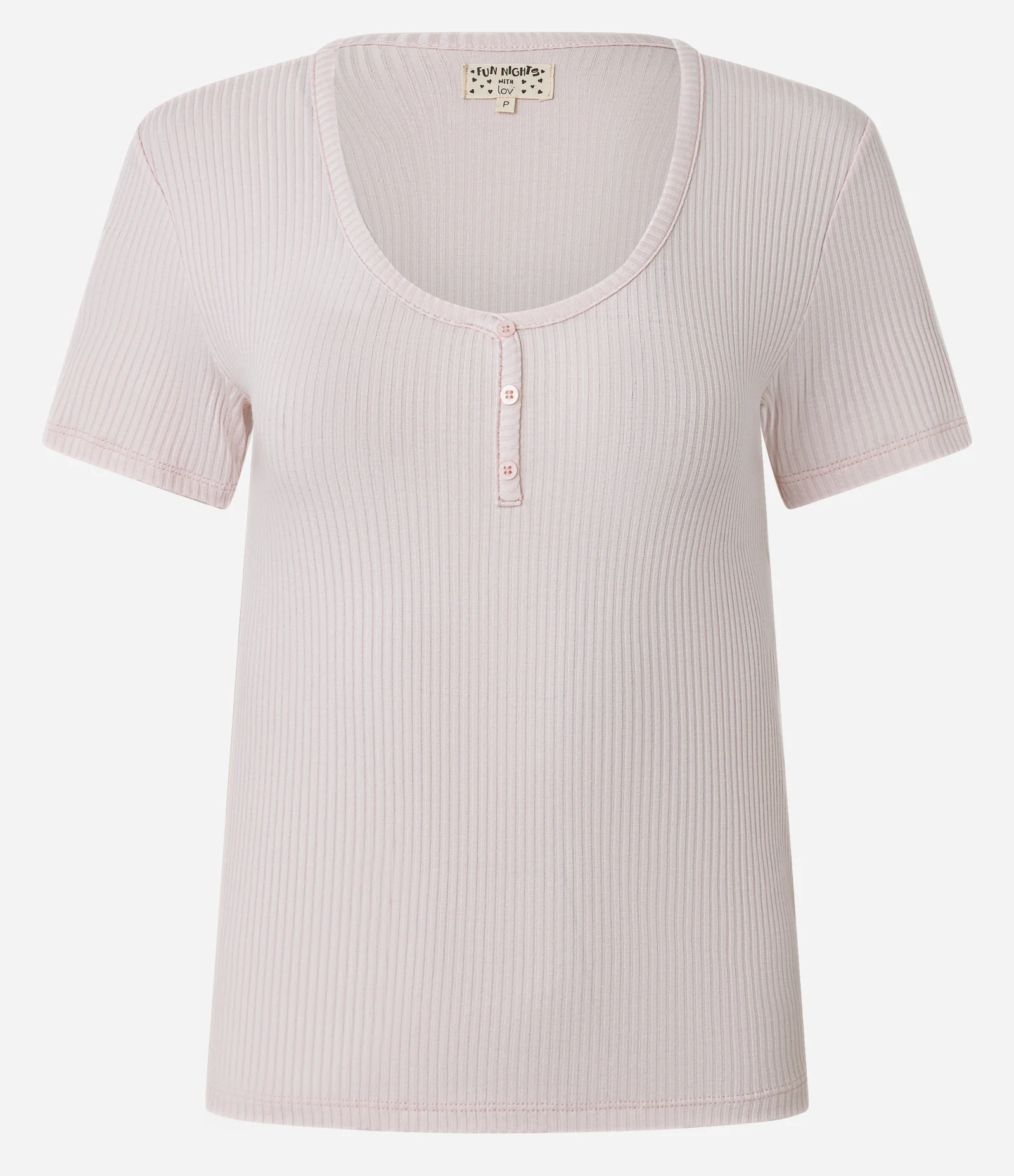 Blusa de Pijama em Ribana com Botões no Decote Rosa 1