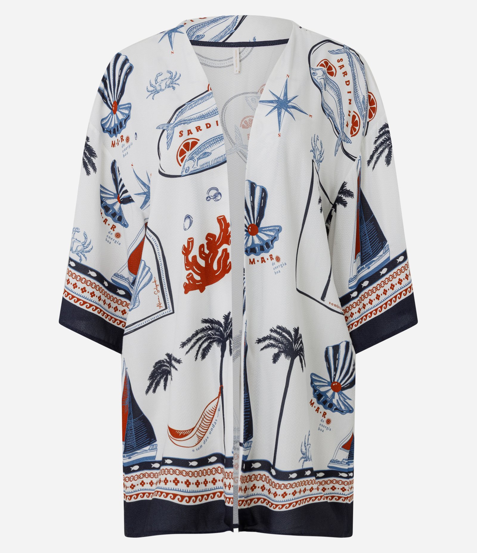 Kimono Maquinetado com Estampa Ícones Náuticos Branco 4
