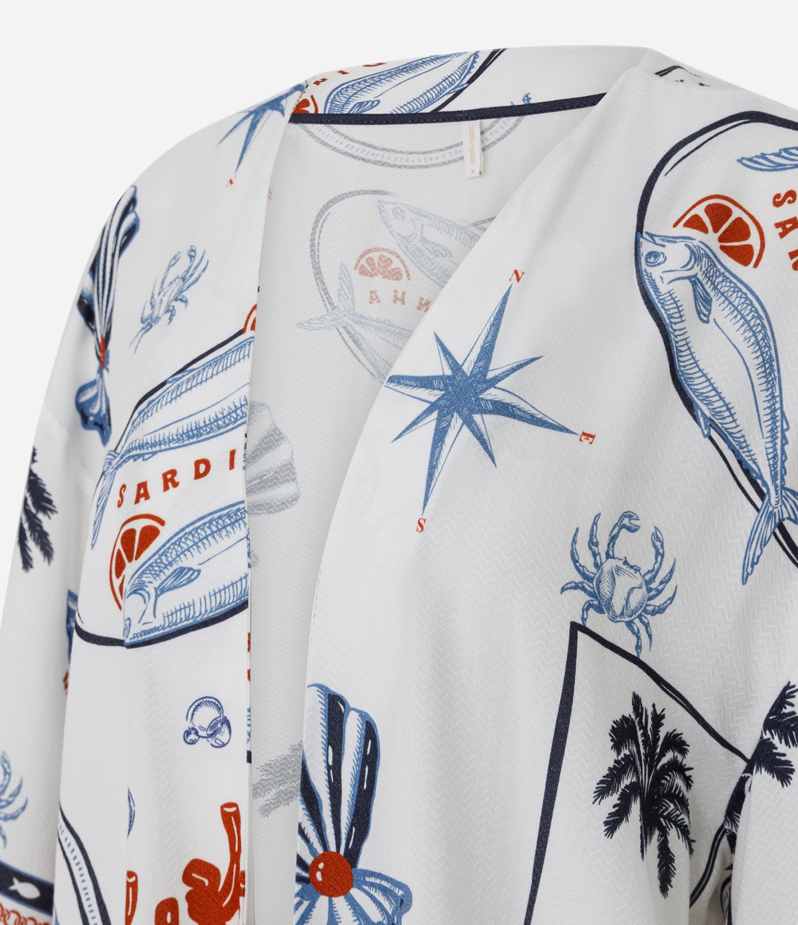 Kimono Maquinetado com Estampa Ícones Náuticos Branco 5