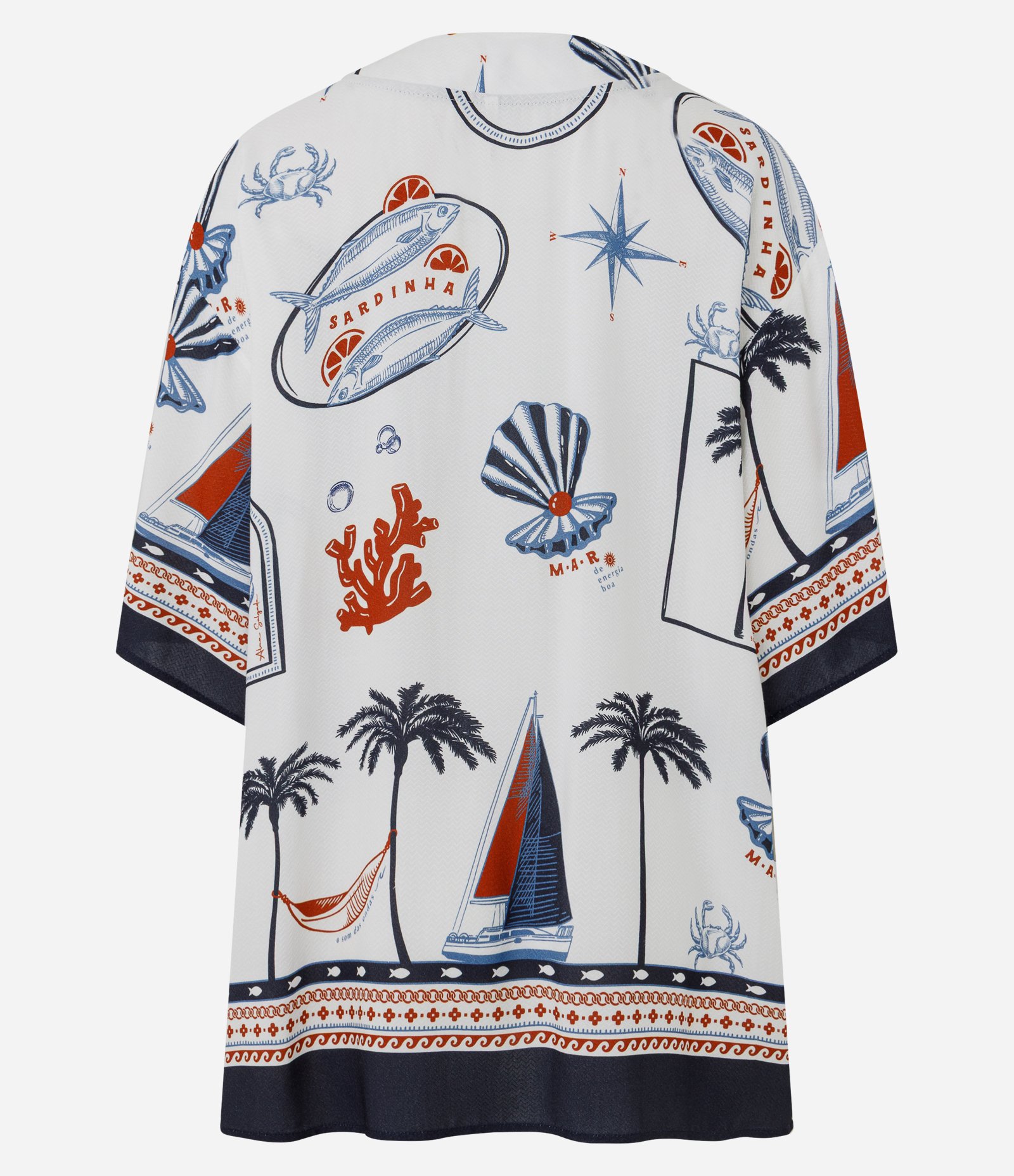 Kimono Maquinetado com Estampa Ícones Náuticos Branco 6