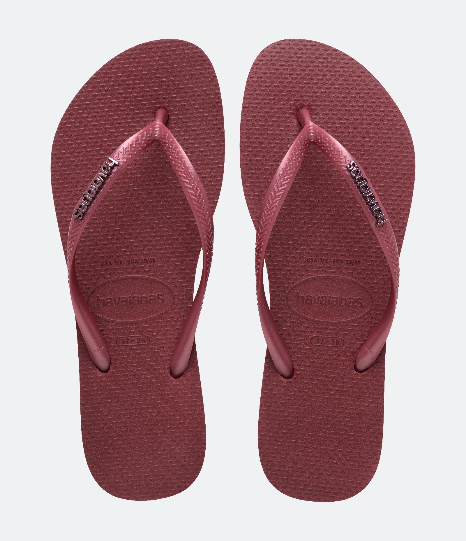 Chinelo com Aplicação de Logo Metálica Havaianas Vinho 2