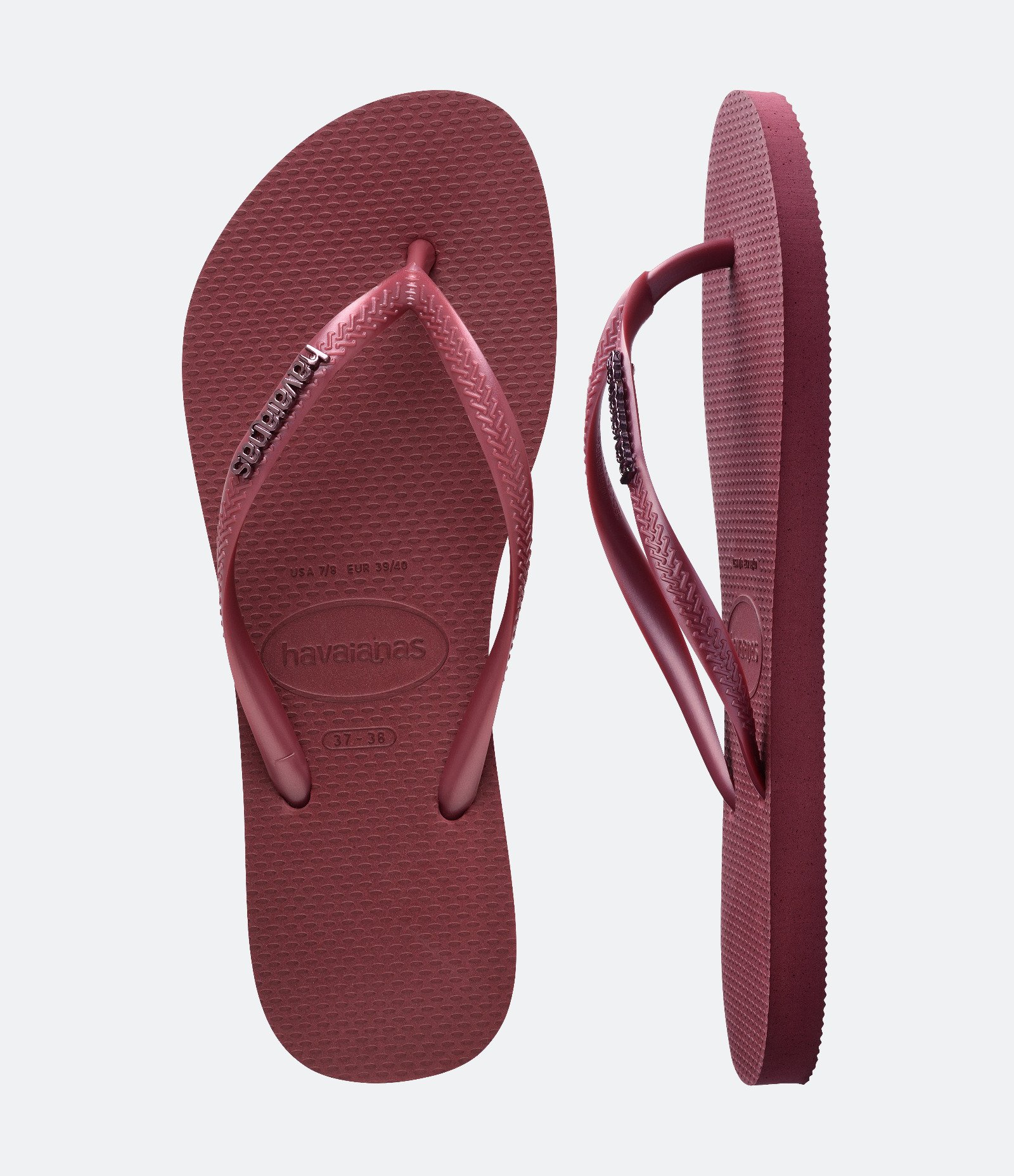 Chinelo com Aplicação de Logo Metálica Havaianas Vinho 6