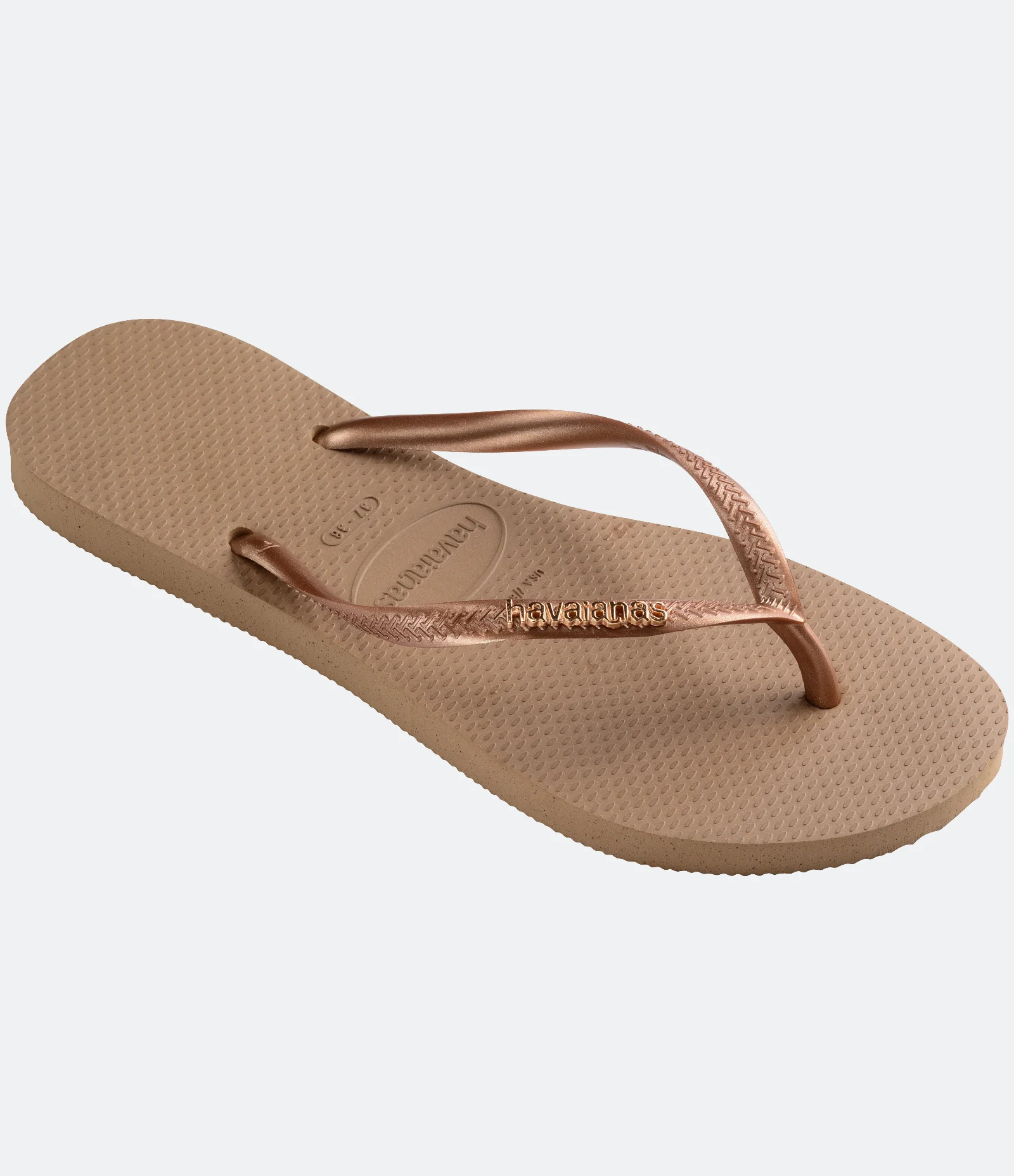 Chinelo com Aplicação de Logo Metalizada Havaianas Bege 2