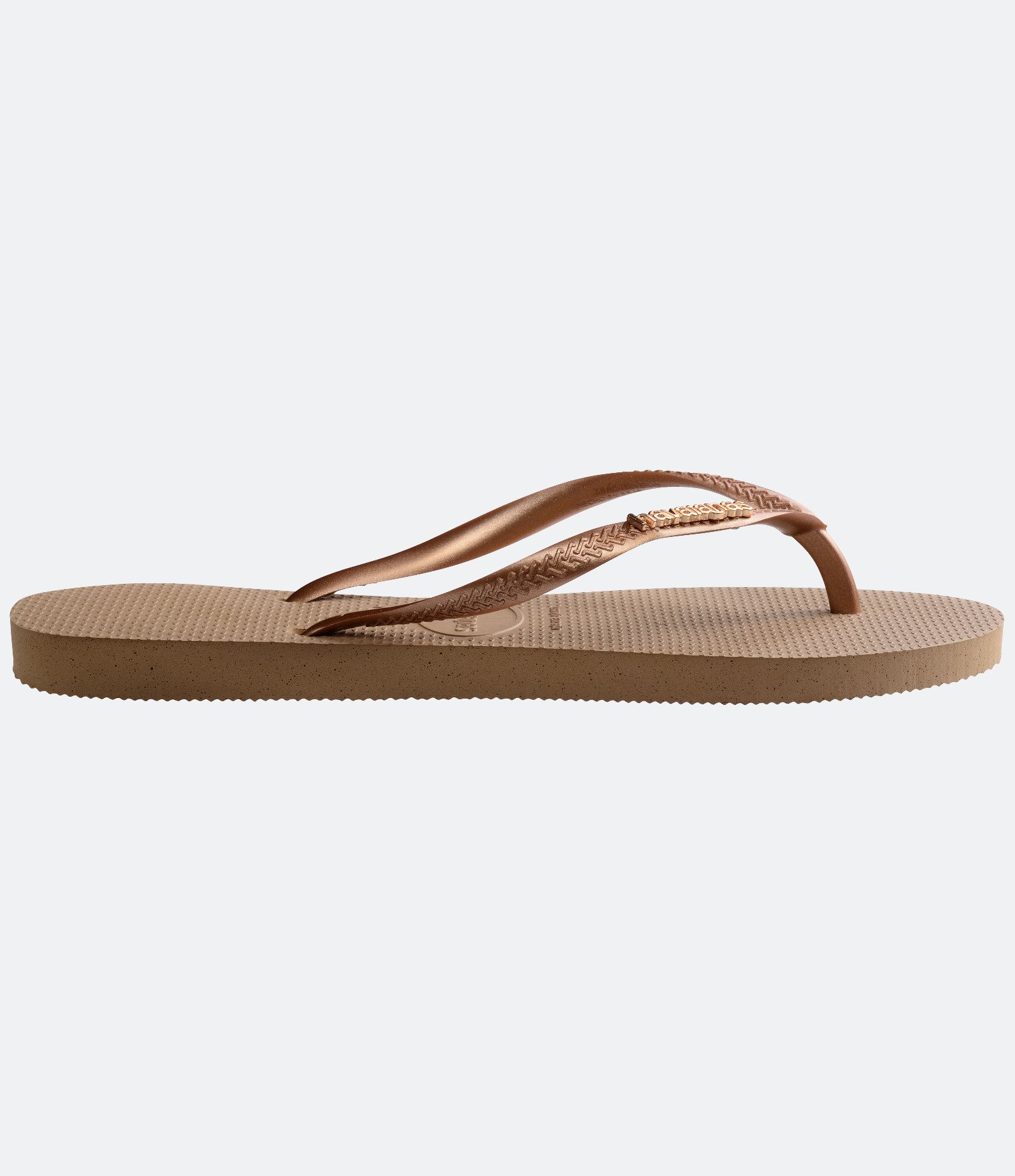 Chinelo com Aplicação de Logo Metalizada Havaianas Bege 3
