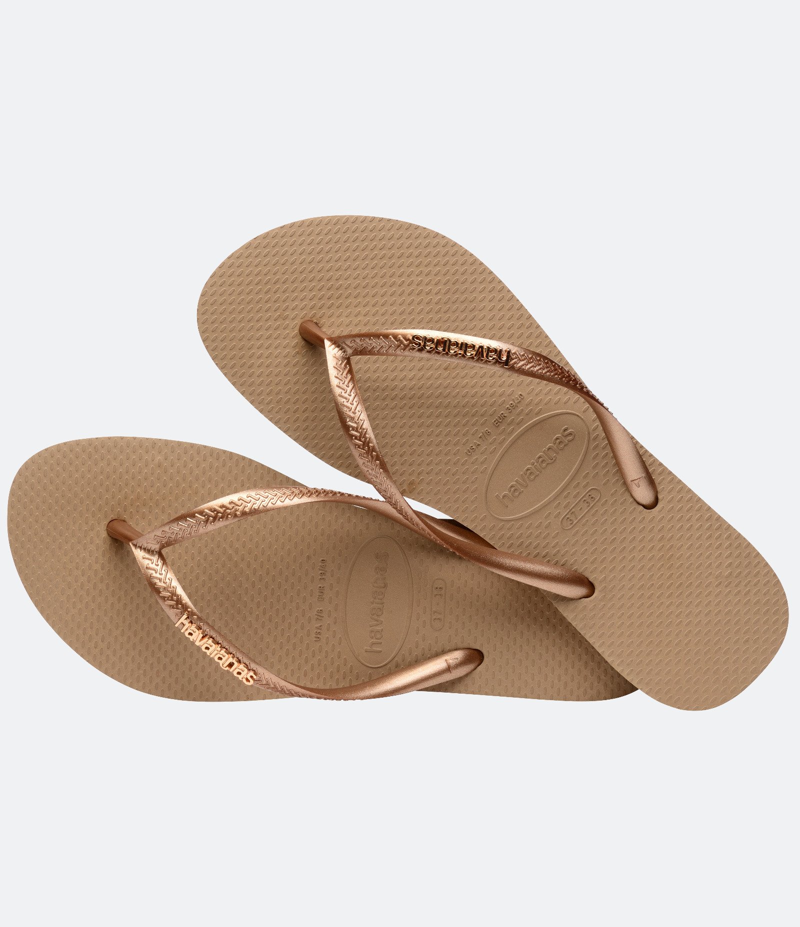 Chinelo com Aplicação de Logo Metalizada Havaianas Bege 4