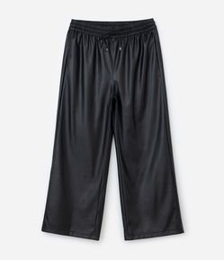 Calça PU Wide com Cós Elástico Curve & Plus Size