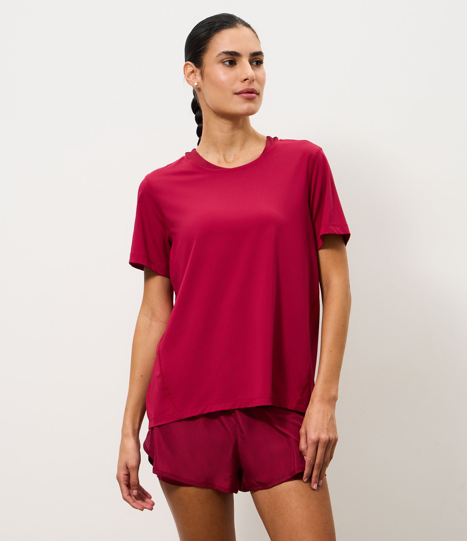 Camiseta Esportiva Manga Curta em Poliamida Vermelho 1