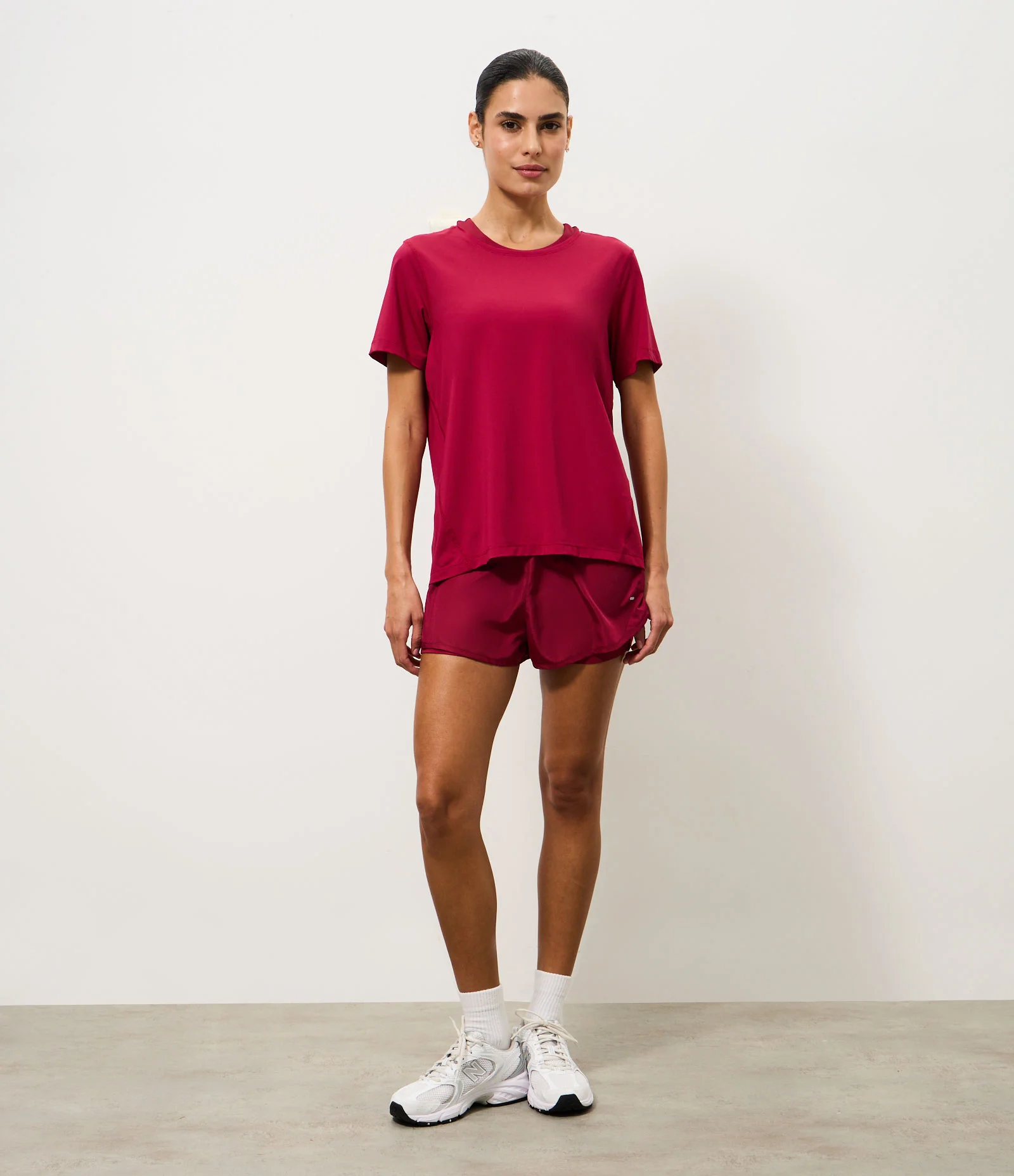 Camiseta Esportiva Manga Curta em Poliamida Vermelho 2