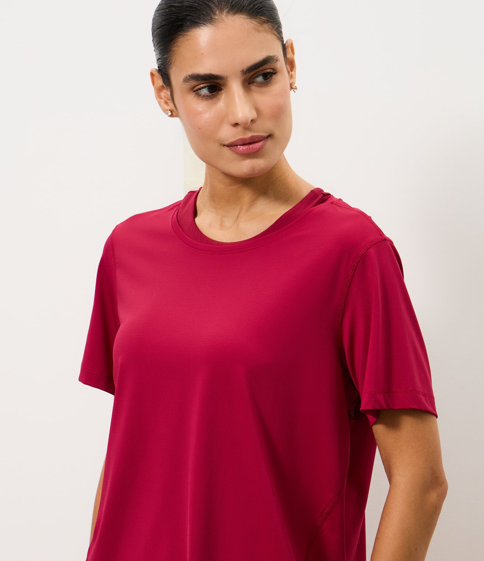 Camiseta Esportiva Manga Curta em Poliamida Vermelho 3