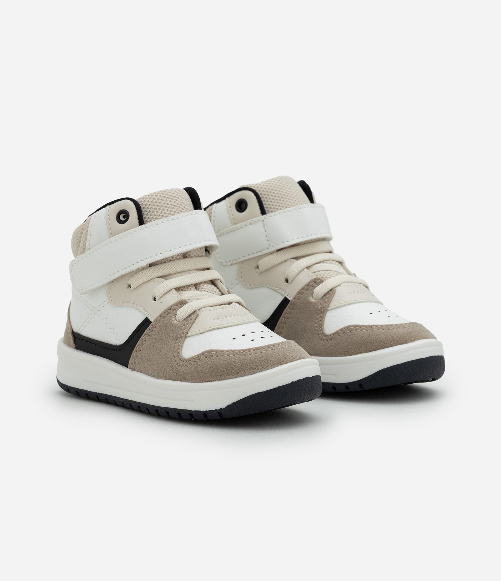 Tênis Infantil Abotinado com Velcro e Cadarço – Tam 20 a 27 Off White 1