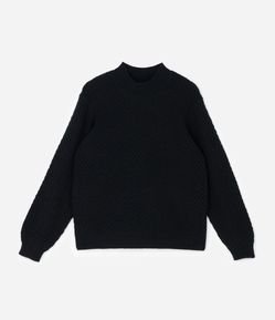 Casaco em Tricô Geométrico com Golinha Curve & Plus Size