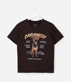 Camiseta Infantil com Estampa Cachorro Caramelo Divertido – Tam 5 a 14 Anos