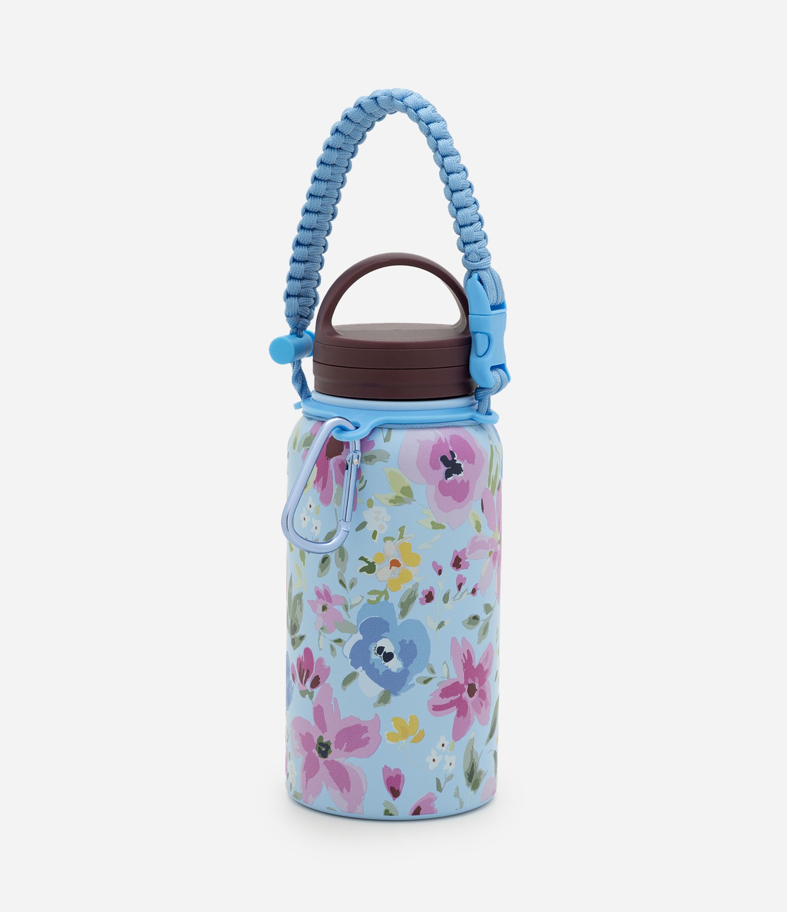 Garrafa Térmica com Estampa Floral e Alça Resistente Azul 1