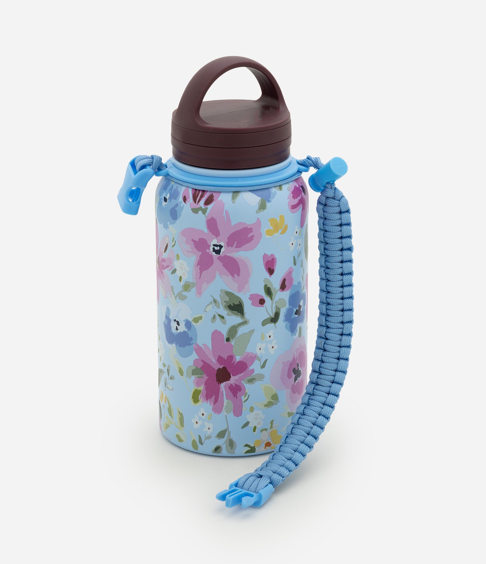 Garrafa Térmica com Estampa Floral e Alça Resistente Azul 3