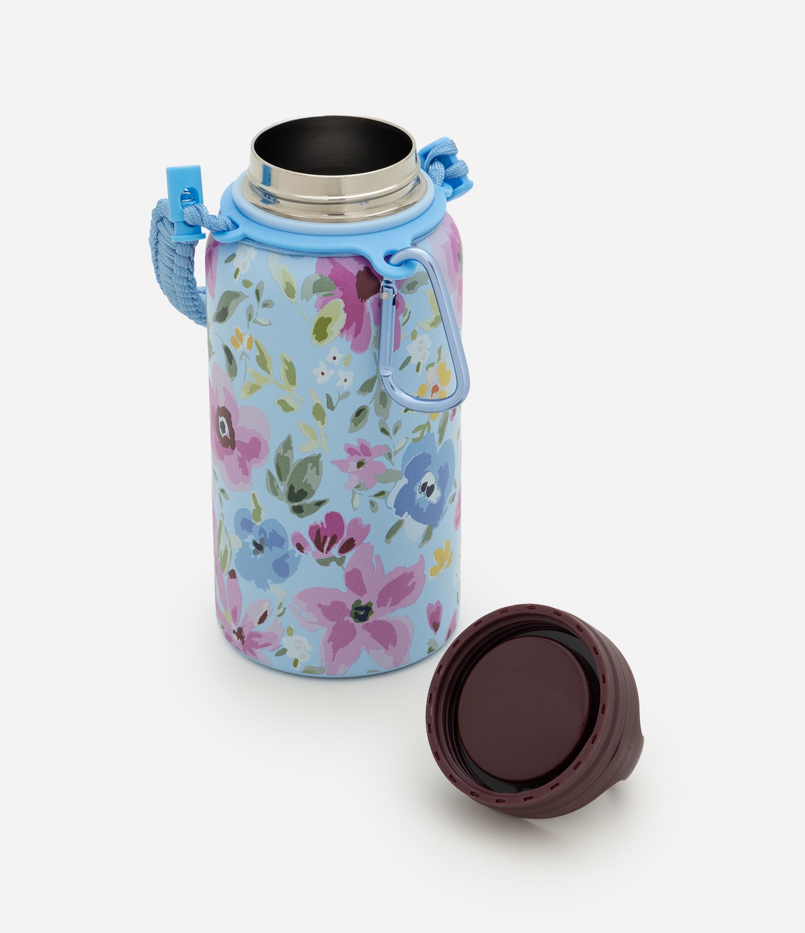 Garrafa Térmica com Estampa Floral e Alça Resistente Azul 4