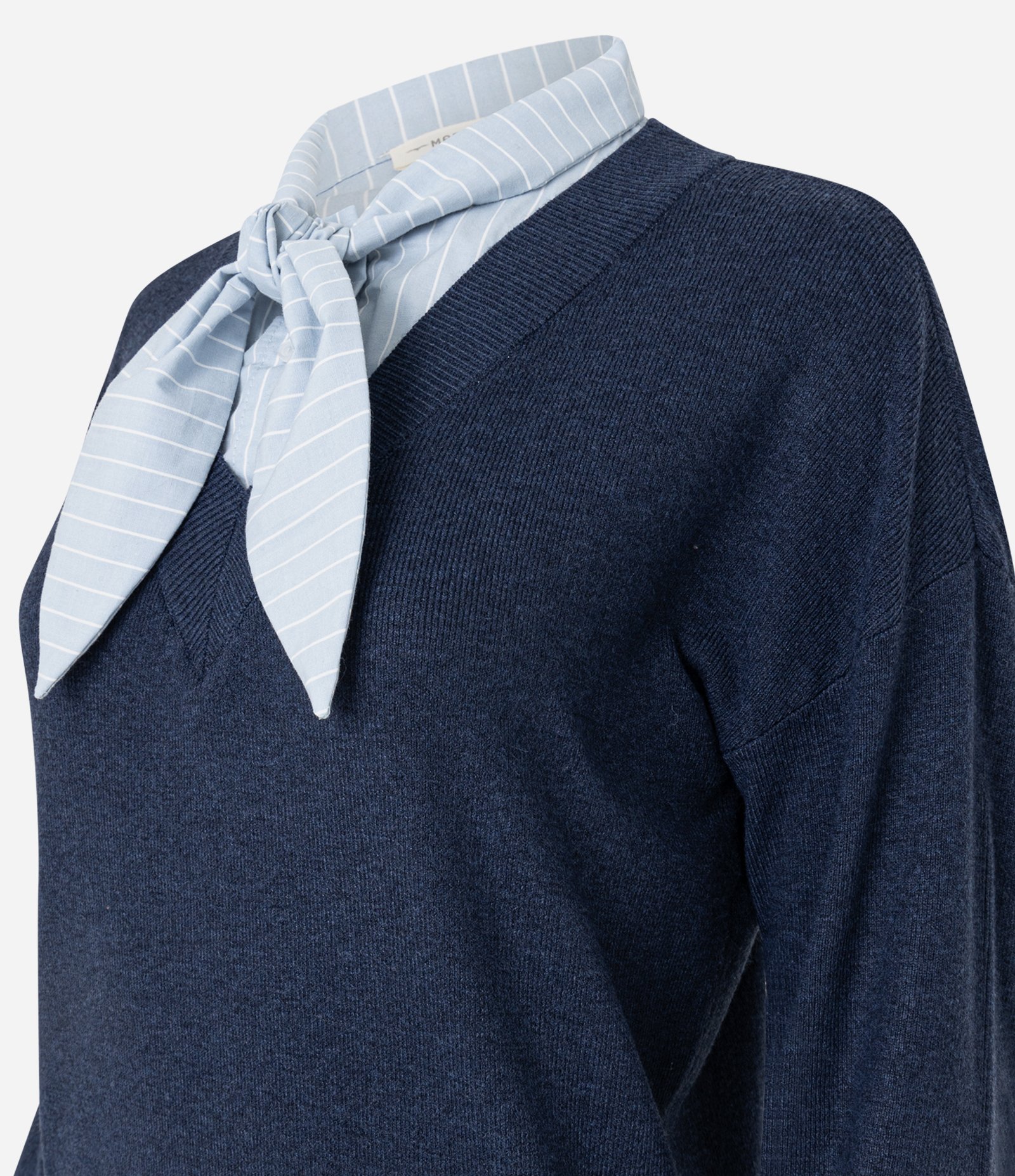 Suéter Regular em Tricô com Efeito de Camisa Sobreposta Azul 6