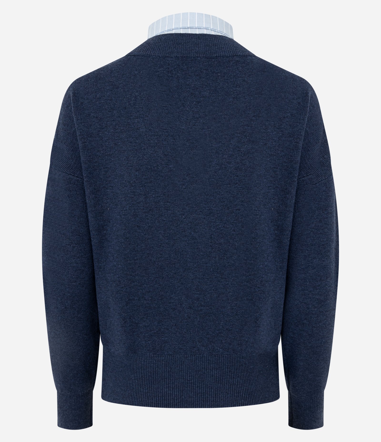 Suéter Regular em Tricô com Efeito de Camisa Sobreposta Azul 7