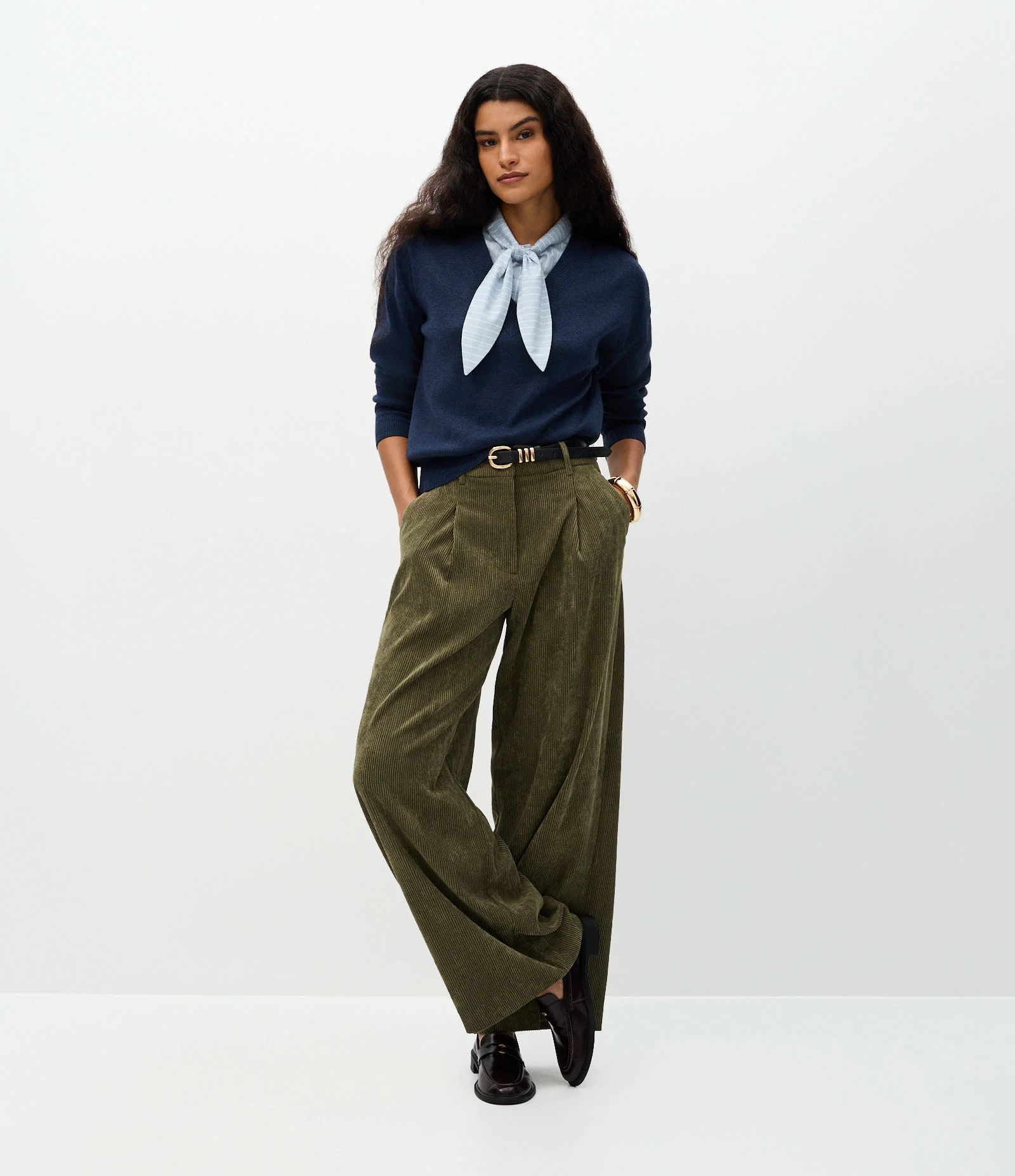 Suéter Regular em Tricô com Efeito de Camisa Sobreposta Azul 2