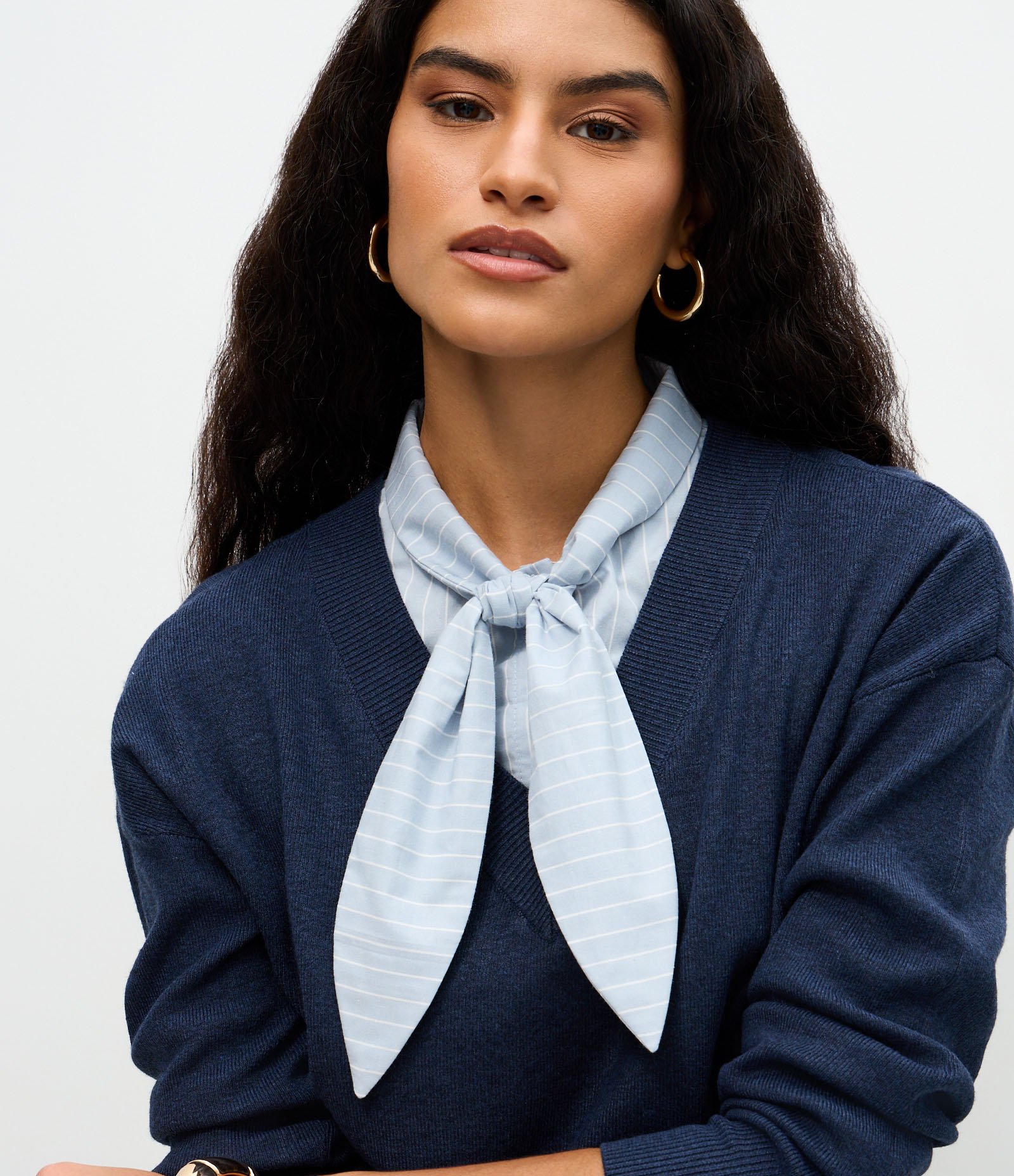 Suéter Regular em Tricô com Efeito de Camisa Sobreposta Azul 3
