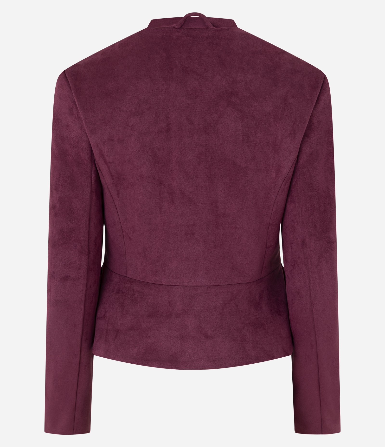 Jaqueta Peplum Curta em Suede com Fechamento por Botões Vermelho 3